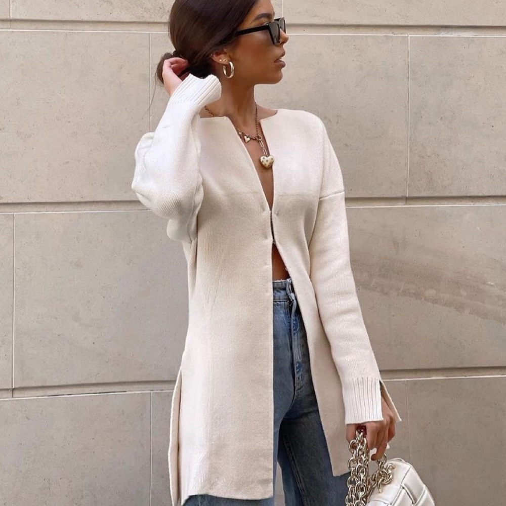 Zara Knit Jacket With Vents Size Small